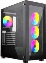 Gembird Fornax X450MAX ARGB Tempered Glass, fekete