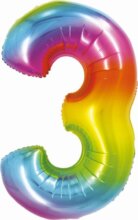 Szivárvány színű, számos fólia lufi, 76cm, 3