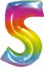 Szivárvány színű, számos fólia lufi, 76cm, 5