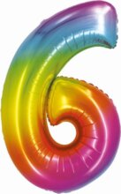 Szivárvány színű, számos fólia lufi, 76cm, 6