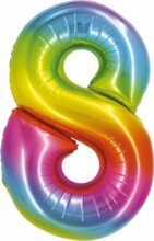 Szivárvány színű, számos fólia lufi, 76cm, 8
