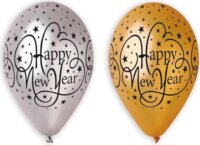Happy New Year feliratos lufi csomag, arany-ezüst, 6 db-os