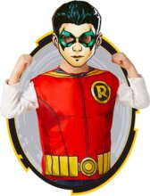 Rubies, Igazság ligája, Robin prémium jelmez papír maszkkal, 95-125 cm
