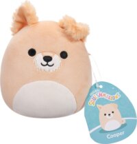 Squishmallows, Cooper a bézs kutya fehér hassal, 13 cm