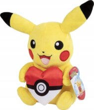 Pokémon plüssfigura, Pikachu pokélabda szívvel, 20 cm