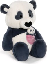 NICI GREEN, Love panda plüssfigura bébijével, 40 cm