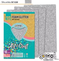 Glitteres dekorgumi, A4-es, 10 db-os, ezüst