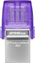 Kingston DataTraveler microDuo 3C 256GB (USB3.2, USB-A/C, ezüst/lila)