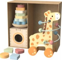 Tooy Toys, 3 az 1-ben doboz fából, Zsiráf