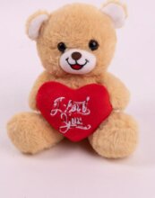 Maci plüssfigura szívvel, 15 cm