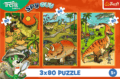 Trefl, Treflikék a dinoszauruszok világában puzzle 3 az 1-ben, 80 darabos