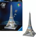 Ravensburger, 3D Eiffel-torony puzzle LED izzóval, 216 darabos