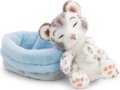 NICI, Alvó hópárduc plüssfigura kosárban, 12 cm
