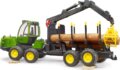Bruder, John Deere 1210E erdei traktor, 4 rönkkel és rönkfogóval