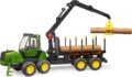 Bruder, John Deere 1210E erdei traktor, 4 rönkkel és rönkfogóval