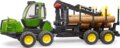 Bruder, John Deere 1210E erdei traktor, 4 rönkkel és rönkfogóval