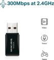 Mercusys MW300UM USB WiFi adapter (N300, Wi-Fi 4)