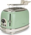 Ariete Vintage 0155 kenyérpirító, 2 szeletes, szendvicstartóval, zöld