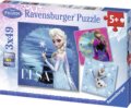 Ravensburger, Disney Jégvarázs, Elsa, Anna és Olaf puzzle, 3x49 darabos