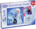 Ravensburger, Disney Jégvarázs, Elsa, Anna és Olaf puzzle, 3x49 darabos