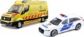 Bburago Volkswagen Crafter és Audi A6, mentőautó és járőrkocsi