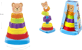 Színes macis piramis bébijáték
