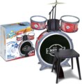 Bontempi, 4 részes rock dob szett kisszékkel, piros/fekete