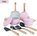 Konyhai edénykészlet, fém, rózsaszín