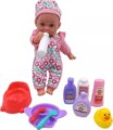 Interaktív játékbaba overálban, kiegészítőkkel, 35 cm