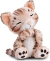 NICI GREEN, Szunyókáló bengáli plüss cica kosárban, 14,5 cm