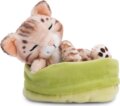 NICI GREEN, Szunyókáló bengáli plüss cica kosárban, 14,5 cm