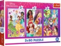 Disney hercegnő barátnők puzzle, 3 x 80 darabos
