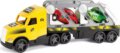 Wader, Magic Truck Action retro autószállító kamion kisautókkal, 79 cm