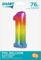 Szivárvány színű, számos fólia lufi, 76cm, 1