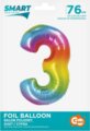 Szivárvány színű, számos fólia lufi, 76cm, 3