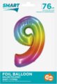 Szivárvány színű, számos fólia lufi, 76cm, 9
