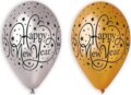 Happy New Year feliratos lufi csomag, arany-ezüst, 6 db-os