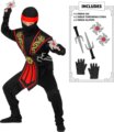 Piros harcos Ninja jelmez fegyverekkel, 158 cm