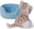 NICI GREEN, Csíkos cica plüssfigura kosárban, 12 cm