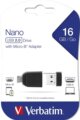 Verbatim Store'n'Stay Nano 16GB (USB2.0, fekete, adapter)