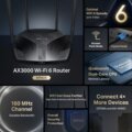 Mercusys MR80X (Wi-Fi 6, AX3000, kétsávos, Gigabit)