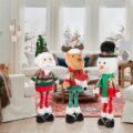 Family Christmas 58759A karácsonyi textil Mikulás figura teleszkópos lábbal