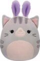 Squishmallows, Tally a szürke cica plüss nyuszifülekkel, 20 cm