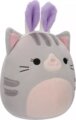 Squishmallows, Tally a szürke cica plüss nyuszifülekkel, 20 cm