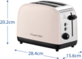 Russell Hobbs Colours Plus+ 26930-56 kenyérpirító, 2 szeletes, jázminszín