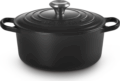 Le Creuset Signature kerek öntöttvas sütő-főzőedény, 24cm, 4,2 l, fekete